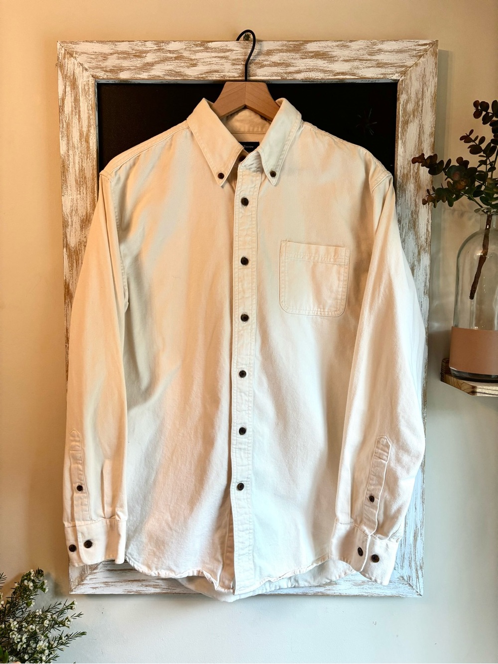 Men’s Croft & Barrow Classic  Cream Long-Sleeve Button-Down Shirt Medium